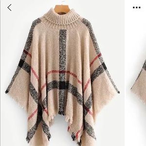 plaid poncho shirt